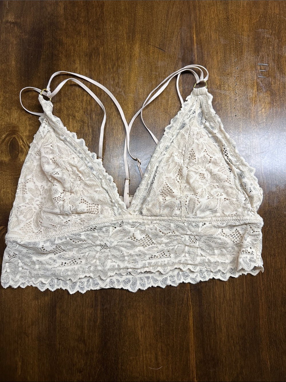 aerie Lace Bralette in Light Beige